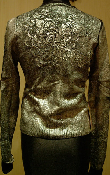 Cake Couture Geisha Cashmere Sweater with Silver Metallic Paint Wash