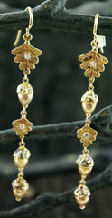 Pade Vavra Acorns and Leaf Diamond Drop Earrings in 18K Peach Gold
