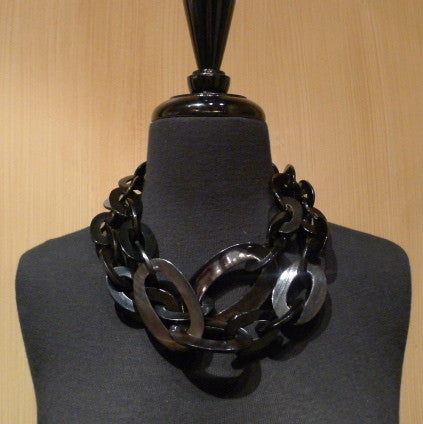 Monies Black Oval Link Chain Necklace
