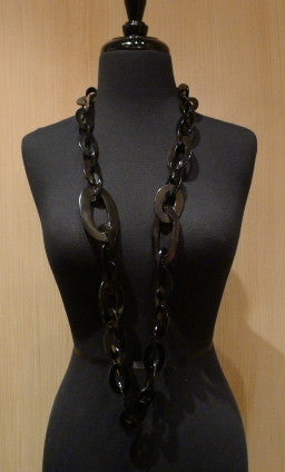 Monies Black Oval Link Chain Necklace