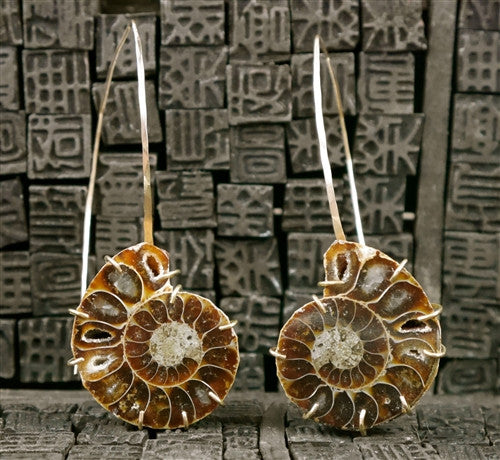 Melissa Joy Manning 14K Yellow Gold Ammonite Earrings