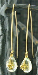 Julieri 18 K Yellow Gold and 14 K Yellow Gold and Green Amethyst Earrings