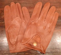 Carolina Amato Men's Leather Driving Gloves in Saddle