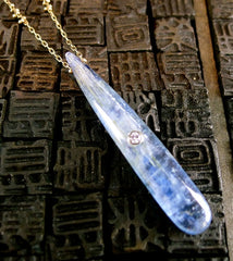 Carolina 14K Yellow Gold and Kyanite with Diamond Drop Pendant Necklace