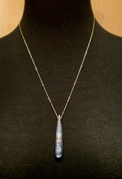 Carolina 14K Yellow Gold and Kyanite with Diamond Drop Pendant Necklace
