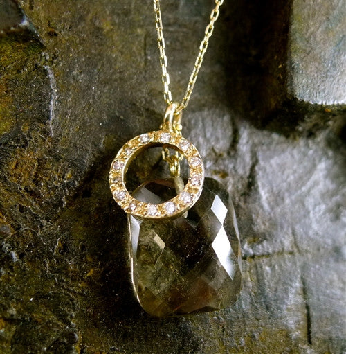 Carolina 14K Yellow Gold, Diamond and Smoky Quartz Pendant Necklace