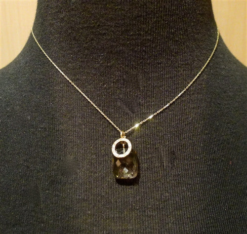 Carolina 14K Yellow Gold, Diamond and Smoky Quartz Pendant Necklace