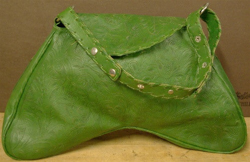 Leaders in Leather Green Curved Handbag