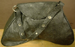 Leaders in Leather Black Curved Handbag