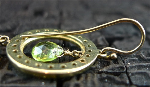 Emily and Ashley Green Sapphire, Peridot, and Green Tourmaline in 14K Yellow Gold Earrings