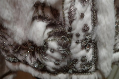 Adrienne Landau Crystal Embellished White Rex Fur Jacket