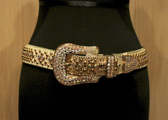 B.B. Simon Gold Swarovski Crystal Studded Western Belt