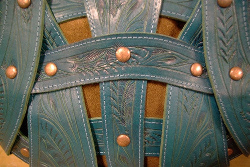 Leaders in Leather Turquoise and Brown Handbag