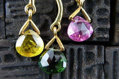 Amrapali 22K Yellow Gold and Multi Colored Tourmaline Earrrings