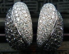 Estate Salavetti Black and White Diamond Earrings in 18K White Gold