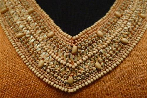 Armand Diradourian Cashmere Sweater with Wooden Bead Embellishment