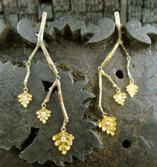 Pade Vavra 18K Yellow Gold with Diamond Leaf Earrings