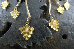 Pade Vavra 18K Yellow Gold with Diamond Leaf Earrings