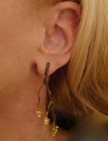 Pade Vavra 18K Yellow Gold with Diamond Leaf Earrings