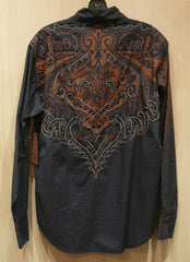 Raw 7 "Rain" Button Up Shirt with Embroidered Shoulder and Yoke of Back