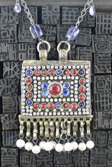Candice Marks Tribal Necklace with Iolite, Pearls, and Crystals
