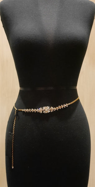 Orciani Skinny Crystal Gold Belt