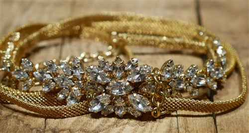 Orciani Skinny Crystal Gold Belt