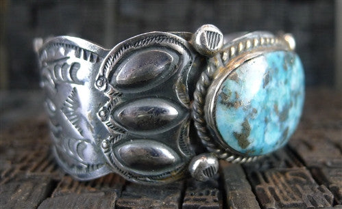 Pawn Silver and Turquoise Cuff Bracelet