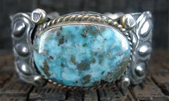 Pawn Silver and Turquoise Cuff Bracelet