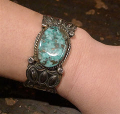 Pawn Silver and Turquoise Cuff Bracelet