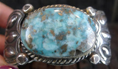 Pawn Silver and Turquoise Cuff Bracelet