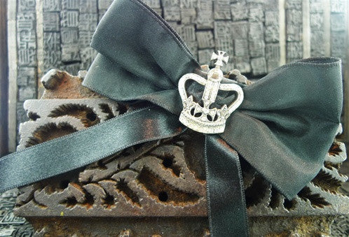 Corpus Christi Royal Crown Brooch with Satin Black Bow