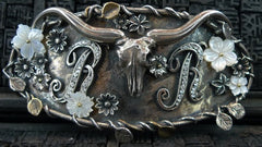 Corpus Christi Sterling Silver Longhorn and Crystal Embellished Buckle