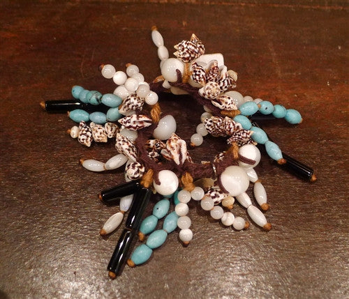 Jane Tran Beaded Hair Tie with Turquoise and Shell