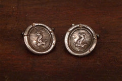 Pyrrha Sterling Silver Griffin Atop A Crown Cufflinks