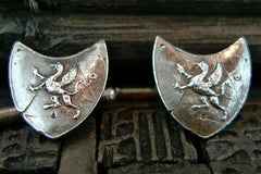 Pyrrha Sterling Silver Shield Cufflinks with Dragon