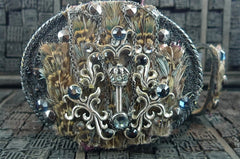 Ivy Belt Embellished with Sterling Silver Crowns and Feathers
