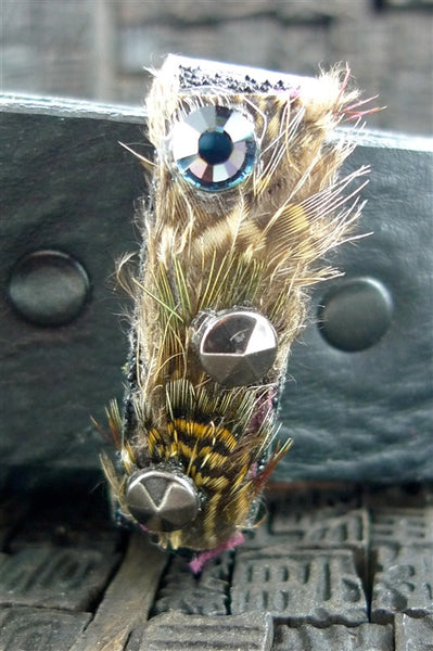 Ivy Belt Embellished with Sterling Silver Crowns and Feathers