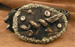 Ivy Belt Embellished with Coiled Dragon and Pyrite Edging and Studded Belt Strap