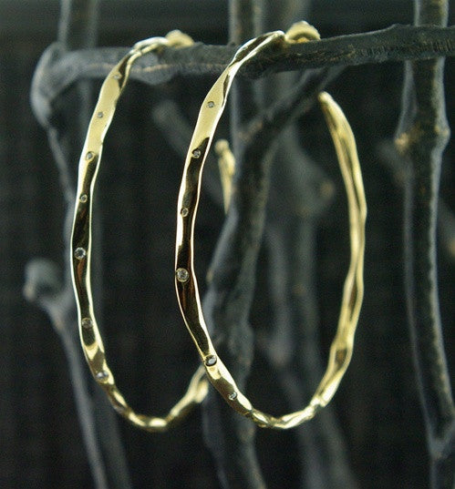 Danielle Pittman 14K Yellow Gold Diamond Hoop Earrings