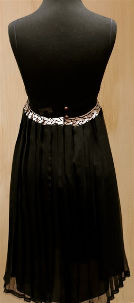 Vena Cava Bernard Spaghetti Strap Pleated Empire Waist Black Dress