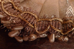 Dimitri Dassios Pleated Embroidered Gold Cuffs with Pearls