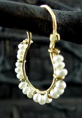 Sonya Ooten Pearl Hoop Earrings in 18K Yellow Gold