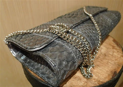 Carlos Falchi Handbag in Silver Blue Python