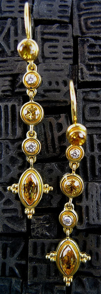 Tarak 22K Yellow Gold, Yellow Sapphire and Diamond Earrings