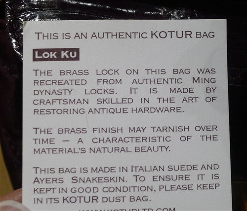 Kotur Lok Ku Quilted Plum Bag with Asian Lock