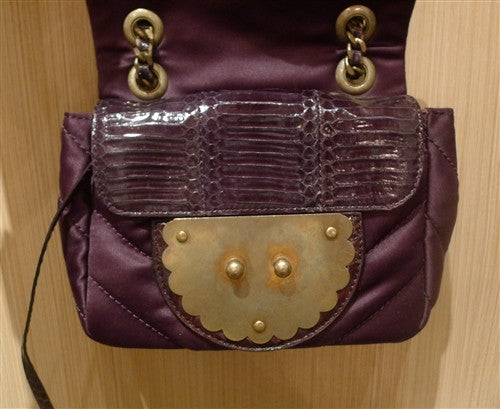 Kotur Lok Ku Quilted Plum Bag with Asian Lock