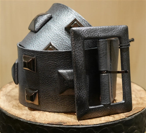 Orciani Grey Studded Wide Belt