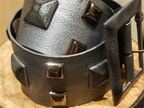 Orciani Grey Studded Wide Belt