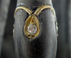 Isharya Wood Tear Drop Earrings with 18K Yellow Gold Vermeil Detail and CZ